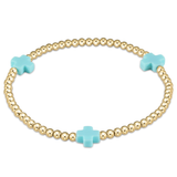 Extends Signature Cross Gold Pattern 3mm Bracelet Turquoise
