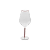 Red Striped Rim Stemmed Wine Glass