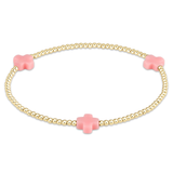 Signature Cross Gold 2mm Bead Bracelet Pink