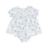 Baby Veronical Floral Smocked Ruffle Bubble W/ Skirt