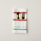 Holiday Stripe Napkin-Embroidered