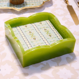 Green Palm Acrylic Scalloped Cocktail Napkin Holde