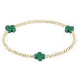 Signature Cross Gold 2mm Bead Bracelet Emerald