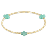 Signature Cross Gold 2mm Bead Bracelet Mint