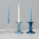 Blue Glass Scalloped Candlesticks