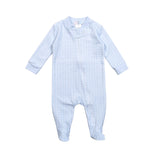 Blue Plaid Pima Zipper Footie