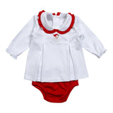 Santa Claus Embroidered Ruffled Pima Bloomers Set