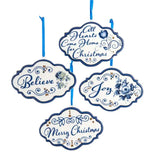 Blue and White Word Ornament