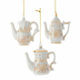 Gold/Wht Porcelain Teapot Ornament