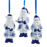 Blue Porcelain Santa Ornament