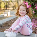 Stripe Knit Light Pink Scallop Leggings