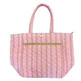 Rosemary Stripe Pink Quilted Tote Bag