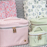 Pimlico Stripe Dusty Rose Luxe Vanity Train Case