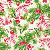 Pink Holly Bows Bev  Napkin
