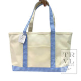 Med Tote Coated Canvas Gingham Sky Trim