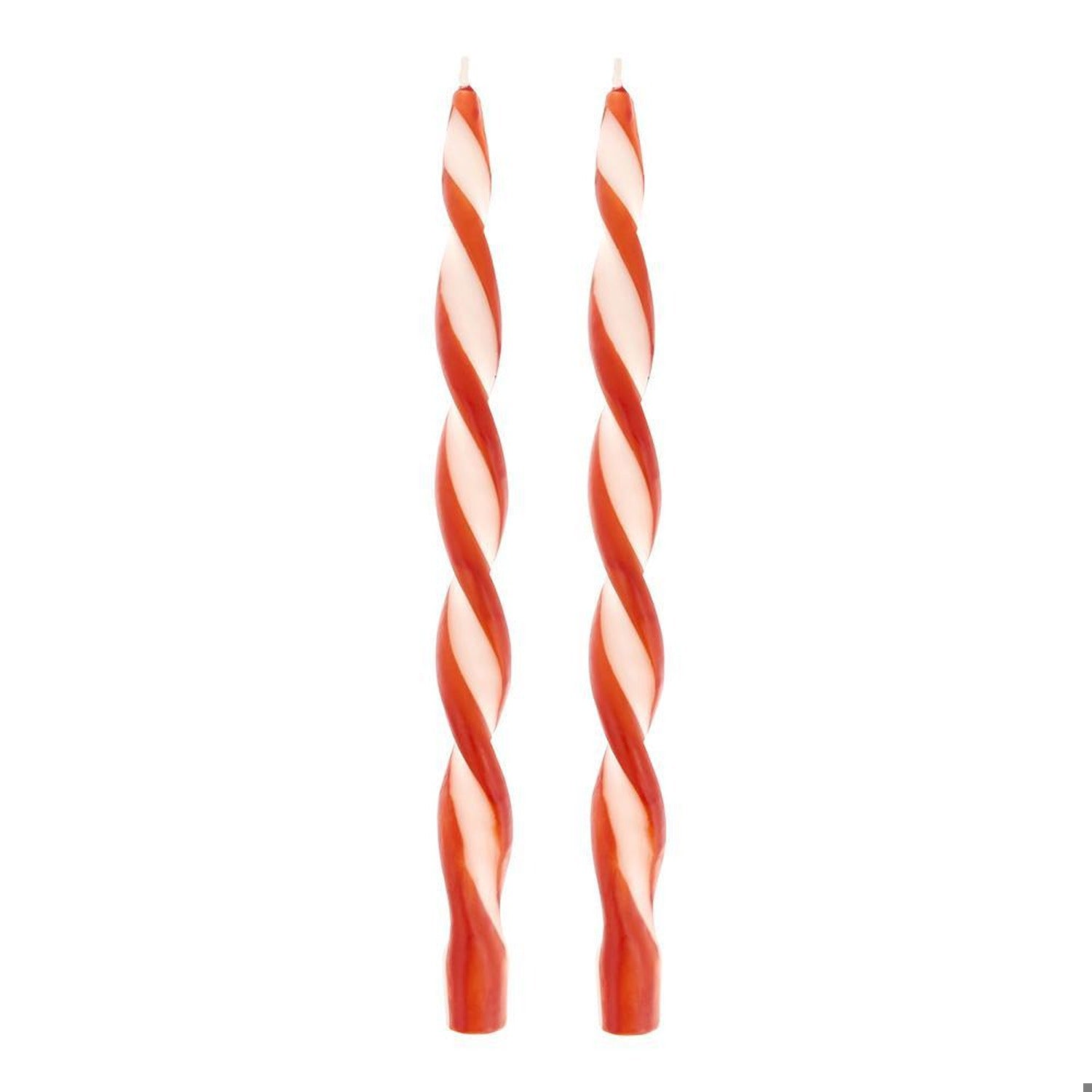 Red Stripe Twist Candles (x 2)