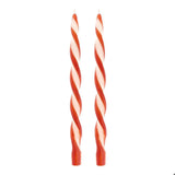 Red Stripe Twist Candles (x 2)