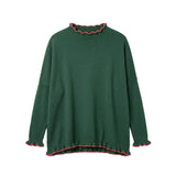 Forest / Bubblegum Catalina Cotton Ruffle Sweater