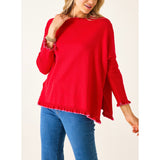 Ribbon Red/ Parfait Pink Catalina Cotton Ruffle Sweater