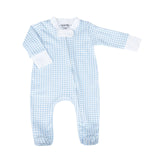 Mini Checks Blue Zipper Footie