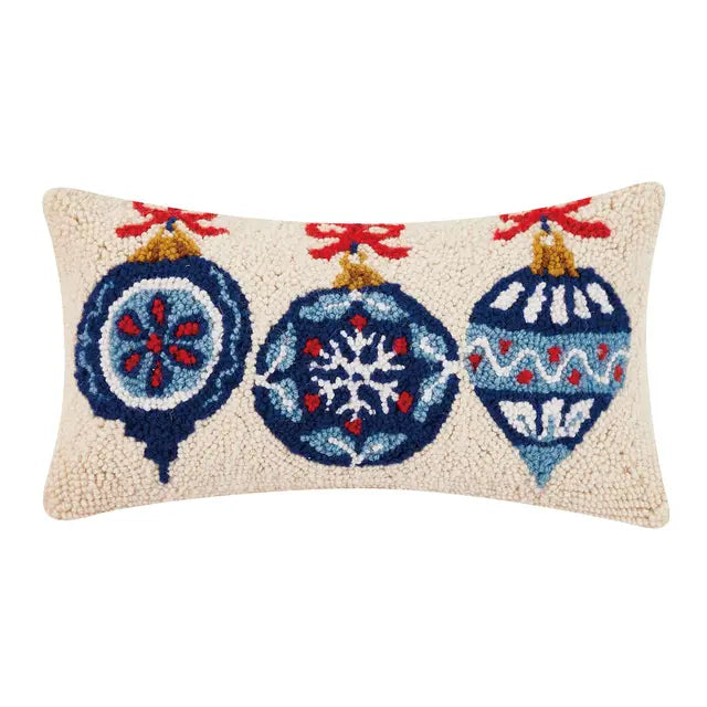 Nordic Blue Ornaments Hook Pillow