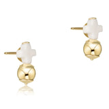 Signature Cross Off-White Stud Gold