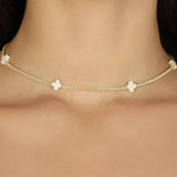 17" Choker Beaded Signature Cross 2mm Gold Off-White