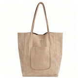 Cream Dawn Suede Carryall Tote