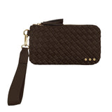 Chocolate Suede Emma Woven Clutch Wristlet