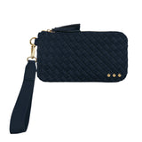 Navy Suede Emma Woven Clutch Wristlet