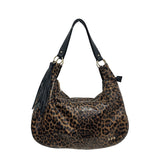 Leopard Hazel Hobo Shoulder Bag with Tassel