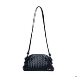 Black Lacy Woven Frame Crossbody Bag