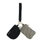 Black Checker Wonderlust Woven DualPouch Wristlet