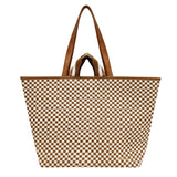 Checkered Brown Woven Tiffany Organizer Tote Bag