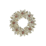 Silver Glittered Holly Wreath Ornament