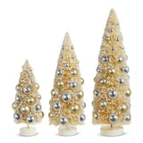 Snowy Bottle Brush Trees with Ornaments