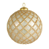 White and Gold Glitter Ball Ornament