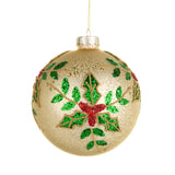 Beaded Holly Ball Ornament