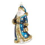 Blue and Gold Santa Ornament