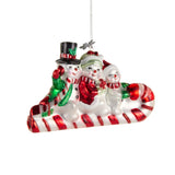 Sledding Snowman Family Ornament
