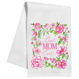 Handpainted Best Mom Ever Pink Flowers Hand Towel