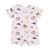 Vintage Baseball Stripe  Henley Shortall