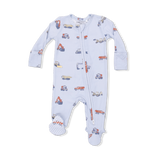 Construction Vehicles 2 Way Zipper Footie