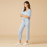 Sky Blue Dream Relaxed V-neck with Capri Lounge Set