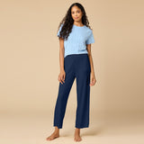 Midnight Pointelle Cropped Pant with Lettuce Edge