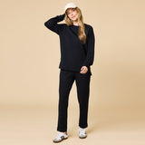 DreamTech Black Crew Tunic with Side Zip & Flood Pant
