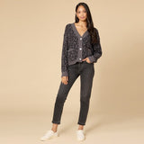 Marshmallow Wild Grey Leopard Crop Cardigan