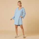 Heather Sky Blue Terry Hooded Lounger
