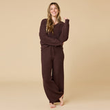 Waffle Marshmallow Espresso V-Neck with Long Pant