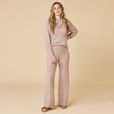Marshmallow Coco Shawl Collar Top with Front Seam Pant